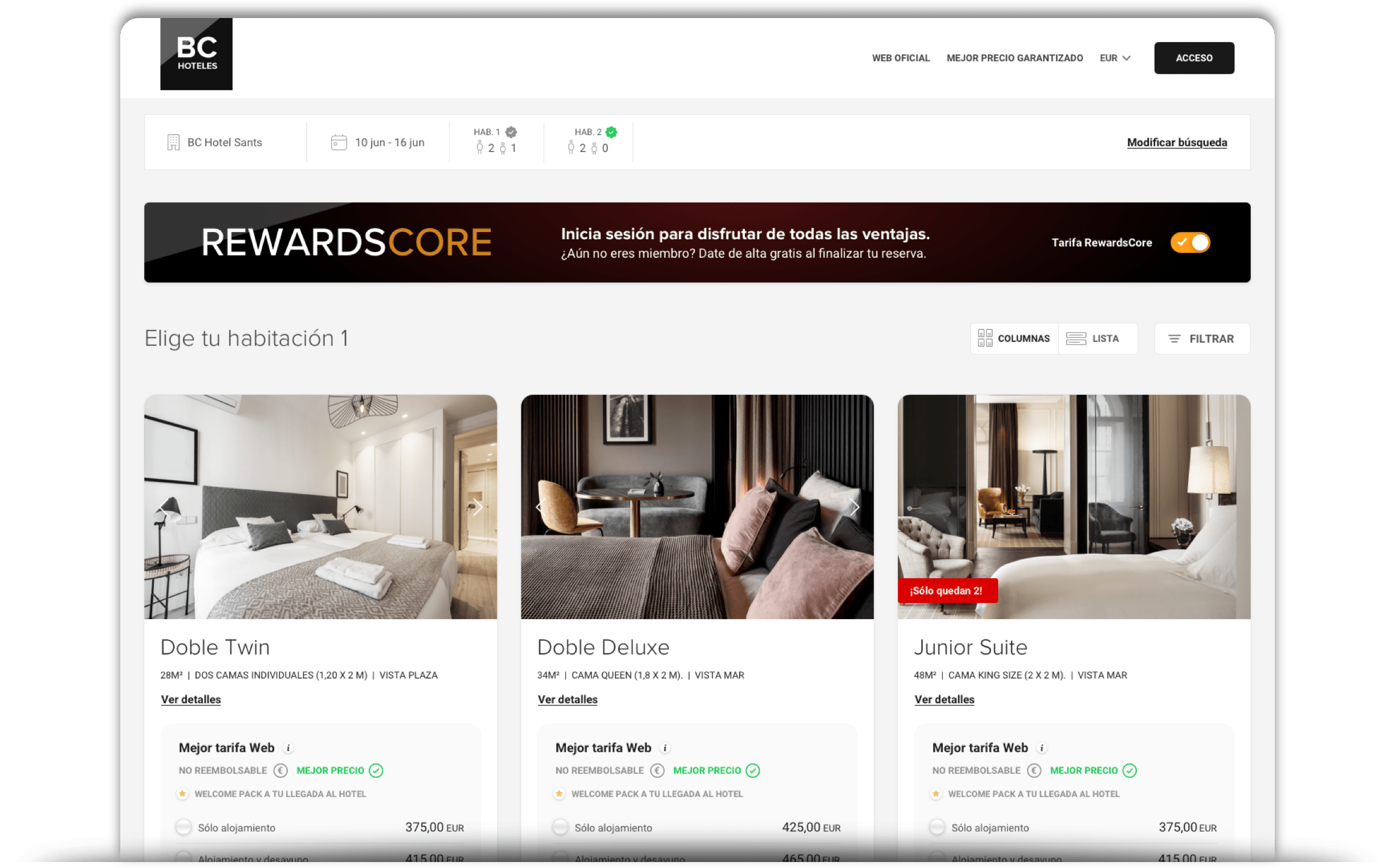New booking engine